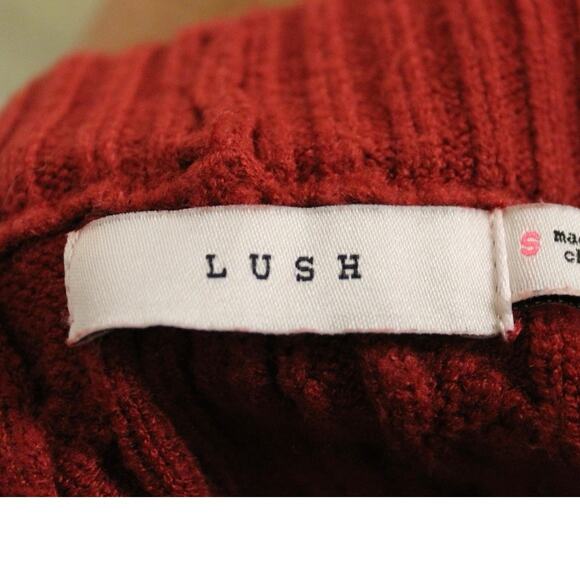 Lush Burnt Orange Cable Knit Mini Sweater Skirt | Women Small Thanksgiving Vibe - Picture 3 of 5